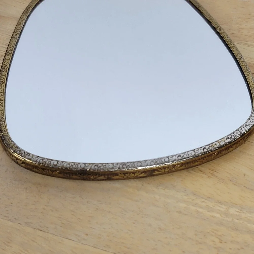 Hollywood Regency Antique Gold Gilt Mirror Brush Set Ornate Floral Mid Century‎